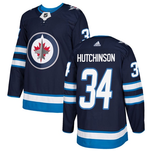 Adidas Winnipeg Jets 34 Michael Hutchinson Navy Blue Home Authentic Stitched Youth NHL Jersey